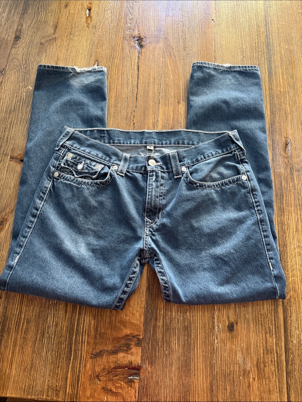 True Religion Skinny Indigo Blue Denim Jeans with Branded Button